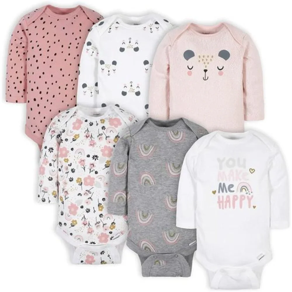 Fall Baby-Girls 6-Pack Long-Sleeve Onesies Bodysuits Jumpsuits Assorted Color‎